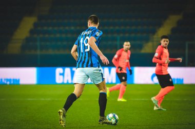 KHARKIV, UKRAINE - December 11, 2019: Berat Djimsiti player during the UEFA Champions League match between Shakhtar vs Atalanta Bergamasca Calcio BC (Italy), Ukraine