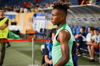 DNIPRO, UKRAINE - September 10, 2019: Football player during the friendly match between national team Ukraine against Nigeria national team, Ukraine