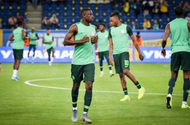 DNIPRO, UKRAINE - September 10, 2019: Football player during the friendly match between national team Ukraine against Nigeria national team, Ukraine