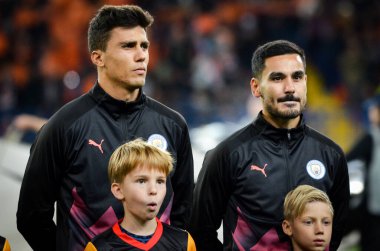 KHARKIV, UKRAINE - September 18, 2019: Ilkay Gundogan and Rodri during the UEFA Champions League match between Shakhtar Donetsk vs Manchester City, Ukraine