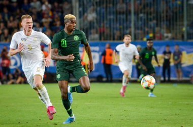 DNIPRO, UKRAINE - September 10, 2019: Victor Osimhen player during the friendly match between national team Ukraine against Nigeria national team, Ukraine