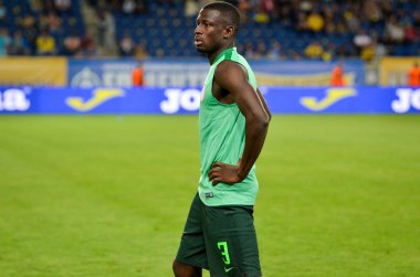 DNIPRO, UKRAINE - September 10, 2019: Jamilu Collins player during the friendly match between national team Ukraine against Nigeria national team, Ukraine