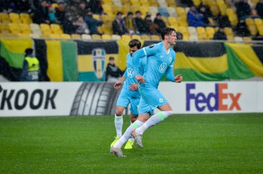 Lviv, Ukrayna - 28 Kasım 2019: Uefa Avrupa Ligi maçında Wout Weghorst oyuncusu Alexandria (Ukrayna) - Wolfsburg (Almanya), Ukrayna