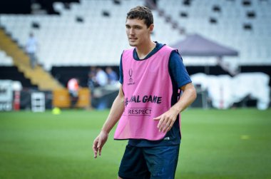 İstanbul, Türkiye - 14 Ağustos 2019: Andreas Christensen ve Uefa Süper Kupası Finalleri öncesinde Vodafone Arena, Türkiye 'deki Vodafone Park' ta Liverpool ve Chelsea arasında oynanan antrenman oturumu