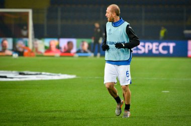 KHARKIV, UKRAINE - December 11, 2019: Andrea Masiello players during the UEFA Champions League match between Shakhtar vs Atalanta Bergamasca Calcio BC (Italy), Ukraine