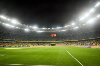 KYIV, UKRAINE - October 14, 2019: General view of the stadium and the view inside the bowl of the stadium during the UEFA EURO 2020 qualifying match between Ukraine against Portugal, Ukraine