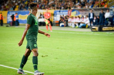 DNIPRO, UKRAINE - September 10, 2019: Samuel Chukwueze player during the friendly match between national team Ukraine against Nigeria national team, Ukraine