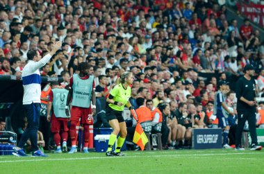 İstanbul, Türkiye - 14 Ağustos 2019: Türkiye 'nin Vodafone Arena kentindeki Vodafone Park' ta Liverpool ile Chelsea arasında oynanan Uefa Süper Kupası Finalleri 'nde teknik direktör Frank Lampard oyuncu