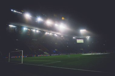 KHARKIV, UKRAINE - December 11, 2019: General view of the stadium close-up during the UEFA Champions League match between Shakhtar vs Atalanta (Italy), Ukraine