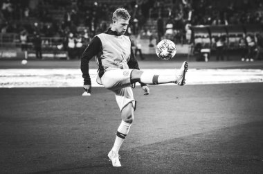 KHARKIV, UKRAINE - September 18, 2019: Kevin De Bruyne during the UEFA Champions League match between Shakhtar Donetsk vs Manchester City (England), Ukraine