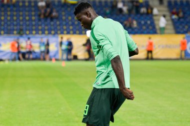 DNIPRO, UKRAINE - September 10, 2019:  Paul Onuachu player during the friendly match between national team Ukraine against Nigeria national team, Ukraine