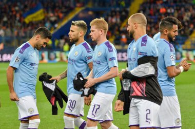 KHARKIV, UKRAINE - September 18, 2019: Manchester City player during the UEFA Champions League match between Shakhtar Donetsk vs Manchester City (England), Ukraine