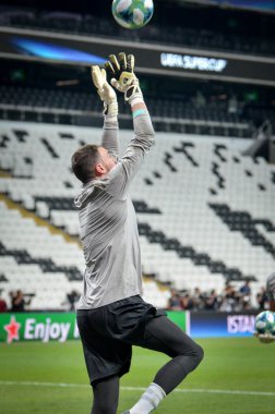 İstanbul, Türkiye - 14 Ağustos 2019: Andy Lonergan ve antrenman oturumu Uefa Süper Kupası Finalleri öncesinde Liverpool ile Chelsea arasında Vodafone Park, Vodafone Arena, Türkiye