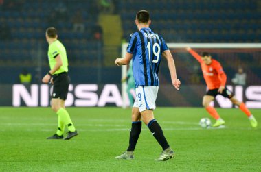 KHARKIV, UKRAINE - December 11, 2019: Berat Djimsiti player during the UEFA Champions League match between Shakhtar vs Atalanta Bergamasca Calcio BC (Italy), Ukraine