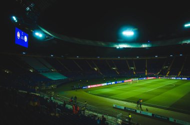 KHARKIV, UKRAINE - September 18, 2019: General view of the stadium close-up during the UEFA Champions League match between Shakhtar vs Manchester City (England), Ukraine