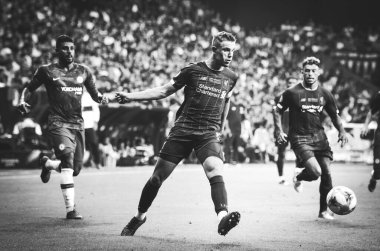 Istanbul, Turkey - August 14, 2019: Jordan Henderson during the UEFA Super Cup Finals match between Liverpool and Chelsea at Vodafone Park in Vodafone Arena, Turkey