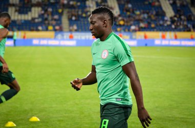 DNIPRO, UKRAINE - September 10, 2019: Oghenekaro Etebo player during the friendly match between national team Ukraine against Nigeria national team, Ukraine