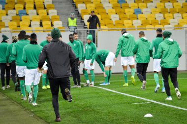 LVIV, UKRAINE - November 07, 2019:  AS Saint Etienne training session during the UEFA Europa League match between Alexandria (Ukraine) vs AS Saint Etienne (France), Ukraine