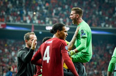 Istanbul, Turkey - August 14, 2019: Adrian celebrate victory during the UEFA Super Cup Finals match between Liverpool and Chelsea at Vodafone Park in Vodafone Arena, Turkey