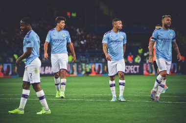 KHARKIV, UKRAINE - September 18, 2019: Manchester City  player during the UEFA Champions League match between Shakhtar Donetsk vs Manchester City (England), Ukraine