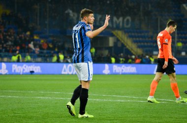 KHARKIV, UKRAINE - December 11, 2019: Remo Freuler player during the UEFA Champions League match between Shakhtar vs Atalanta Bergamasca Calcio BC (Italy), Ukraine