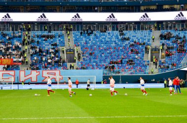 SAINT-PETERSBURG, RUSSIA - November 16, 2019: Russian national football team training  session before UEFA EURO 2020 qualifying match between national team Russia against Belgium, Russia