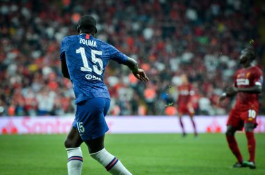 Istanbul, Turkey - August 14, 2019: Kurt Zouma player during the UEFA Super Cup Finals match between Liverpool and Chelsea at Vodafone Park in Vodafone Arena, Turkey