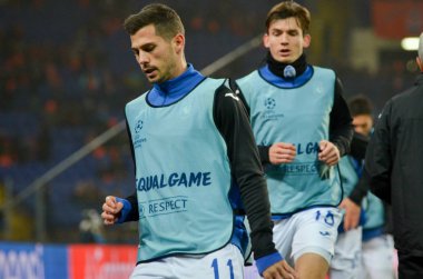 KHARKIV, UKRAINE - December 11, 2019: Remo Freuler players during the UEFA Champions League match between Shakhtar vs Atalanta Bergamasca Calcio BC (Italy), Ukraine