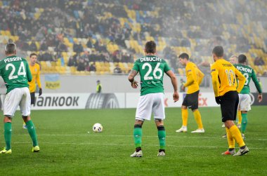 LVIV, UKRAINE - November 07, 2019: Mathieu Debuchy player during the UEFA Europa League match between Alexandria (Ukraine) vs AS Saint Etienne (France), Ukraine