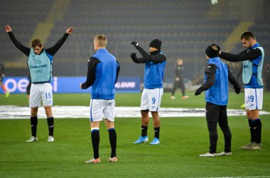 KHARKIV, UKRAINE - December 11, 2019: Training session Atalanta Football players during the UEFA Champions League match between Shakhtar vs Atalanta Calcio BC (Italy), Ukraine