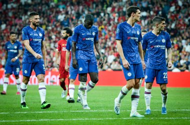Istanbul, Turkey - August 14, 2019: Chelsea Football player during the UEFA Super Cup Finals match between Liverpool and Chelsea at Vodafone Park in Vodafone Arena, Turkey