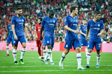 Istanbul, Turkey - August 14, 2019: Chelsea Football player during the UEFA Super Cup Finals match between Liverpool and Chelsea at Vodafone Park in Vodafone Arena, Turkey