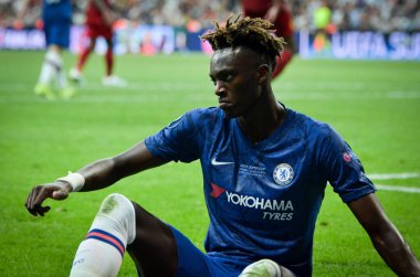 Istanbul, Turkey - August 14, 2019: Tammy Abraham during the UEFA Super Cup Finals match between Liverpool and Chelsea at Vodafone Park in Vodafone Arena, Turkey
