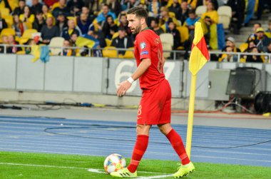 Kyiv, Ukrayna - 14 Ekim 2019: Uefa Euro 2020 ön eleme karşılaşmasında Joao Moutinho oyuncusu Ukrayna milli takımı Ukrayna milli takımı Ukrayna ile karşılaşacak.