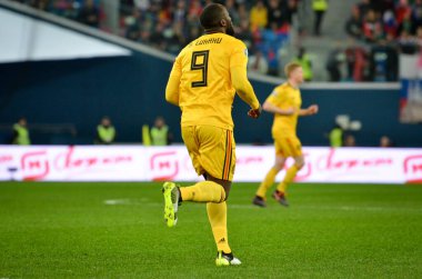 SAINT-PETERSBURG, RUSSIA - November 16, 2019: Romelu Lukaku player during UEFA EURO 2020 qualifying match between national team Russia against Belgium national team, Russia