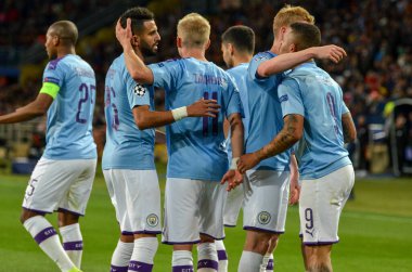 KHARKIV, UKRAINE - September 18, 2019: Football player during the UEFA Champions League match between Shakhtar Donetsk vs Manchester City (England), Ukraine