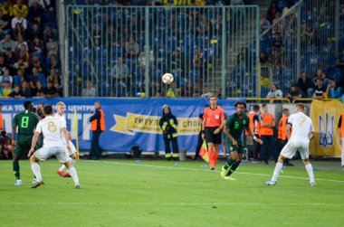 DNIPRO, UKRAINE - September 10, 2019: Football player during the friendly match between national team Ukraine against Nigeria national team, Ukraine