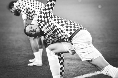 Lviv, Ukrayna - 28 Kasım 2019: Uefa Avrupa Ligi 'nin Alexandria - Wolfsburg (Almanya) maçı sırasında Wout Weghorst eğitim oturumu