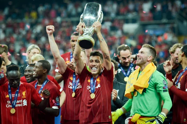 Istanbul Turkey August 2019 Liverpool Footballers Celebrate Victory Award Ceremony — стокове фото