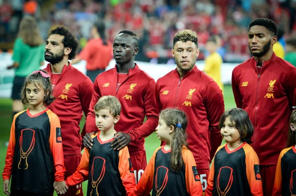 Istanbul Turkey August 2019 Liverpool Football Players Front Uefa Super — стокове фото