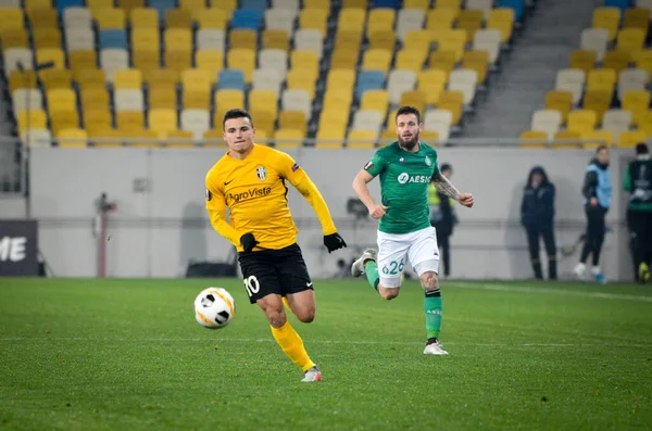 Lviv Ukraine Novembre 2019 Maksym Tretiakov Lors Match Ligue Europa — Photo