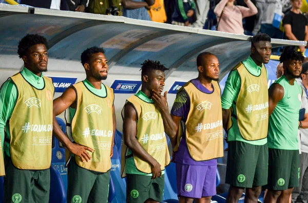 Dnipro Ukraine September 2019 Nigerias Reservespieler Während Des Freundschaftsspiels Der — Stockfoto