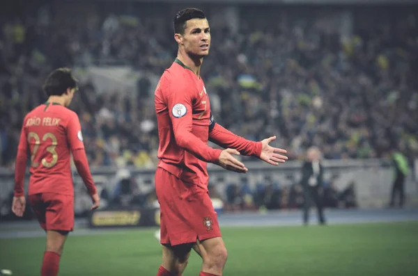 Kijev Ukrajna Október 2019 Cristiano Ronaldo Játékos Uefa Euro 2020 — Stock Fotó