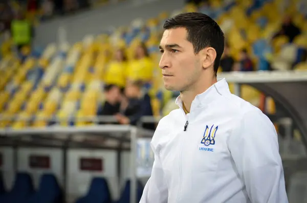 Kyjev Ukrajina Října 2019 Taras Stepanenko Během Kvalifikačního Utkání Uefa — Stock fotografie