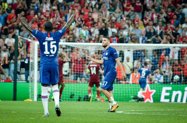 Istanbul Turkije Augustus 2019 Kurt Zouma Viert Doelpunt Tijdens Uefa — Stockfoto