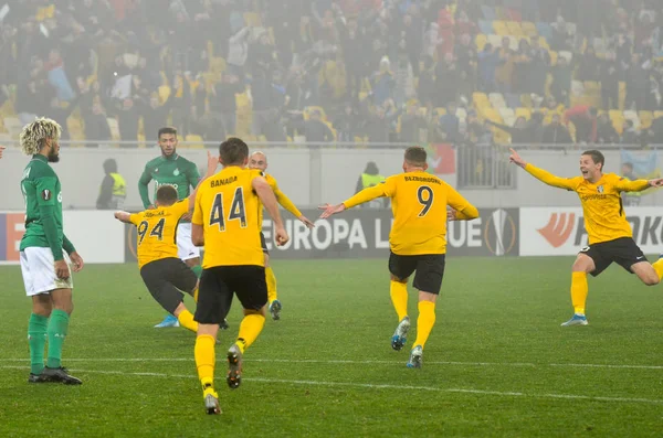 Lviv Ukraine November 2019 Alexandria Player Celebrate Goal Scored Uefa — стокове фото