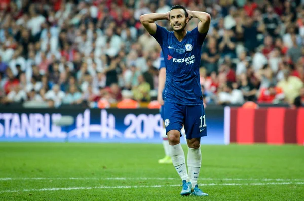 Istanbul, Turkey - August 14, 2019: Pedro player during the UEFA Super Cup Finals match between Liverpool and Chelsea at Vodafone Park in Vodafone Arena, Turkey