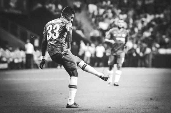 Istanbul, Turkey - August 14, 2019: Emerson player during the UEFA Super Cup Finals match between Liverpool and Chelsea at Vodafone Park in Vodafone Arena, Turkey