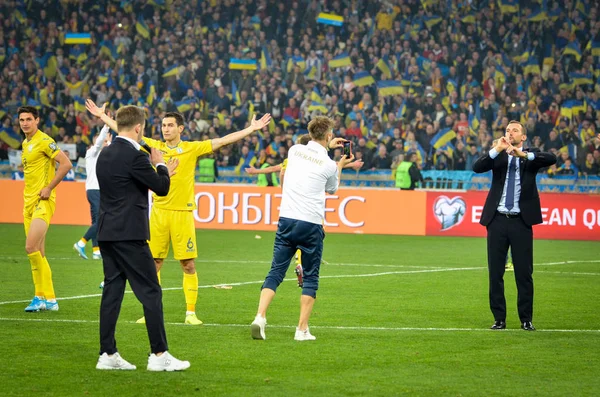 Kyiv Ukraine Octobre 2019 Équipe Nationale Ukrainienne Football Célèbre Victoire — Photo