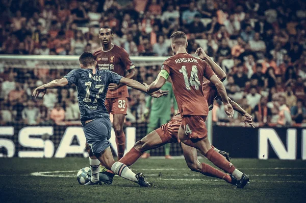 Istambul Turquia Agosto 2019 Mateo Kovacic Jordan Henderson Durante Partida — Fotografia de Stock